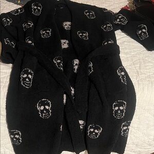 Barefoot Dreams Black and White Skull Robe